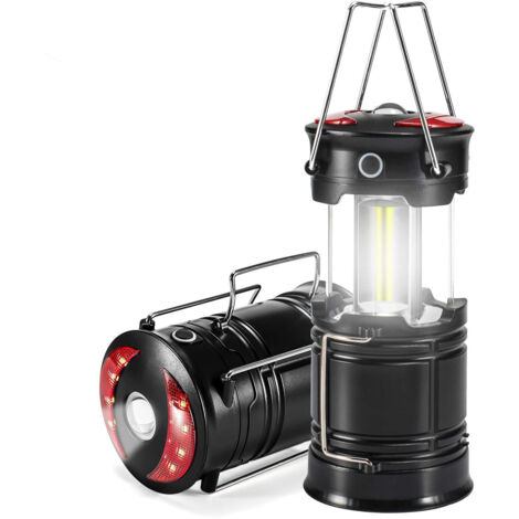 Lot de 2 lanternes LED rechargeables – 360 lm – Alimentation USB – IPX4 – Base aimantée pour camping et urgences (1/6)
