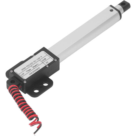 GARRYFIZH Actionneur linéaire micro électrique 150 N, protection multiple, course de 75 mm, 12 V, avec support.