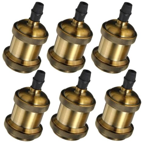 Axhup – Douille d'ampoule E27 Edison LED vintage – 6x douilles en cuivre – Tension 110-220V – Max 60W pour suspension plafonnier bronze