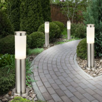 Etc-Shop – Lot de 4 lampadaires d'extérieur en acier inoxydable – Hauteur 45 cm – IP44 – Douille E27 jusqu'à 60W – Éclairage pour jardin et entrée