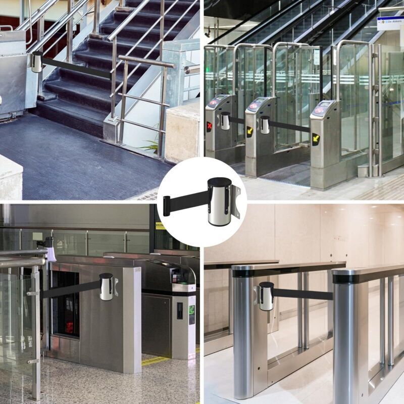 Barrière Rétractable 2M Inoxydable Ruban Avertissement Sécurité Contrôle Foule Murale