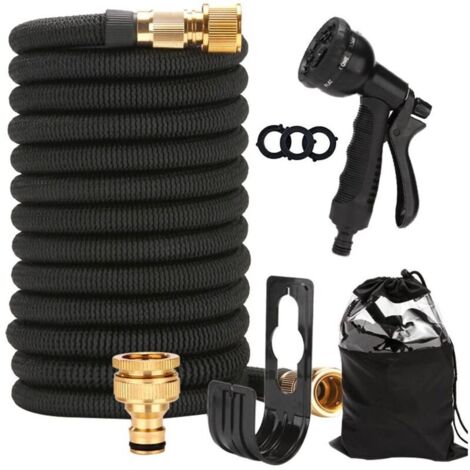 Tuyau Arrosage Extensible 15m/50ft, Tuyau d'Arrosage Flexible avec 8 Types De Jets, Tuyaux d'Arrosage Avec Raccords En Laiton Massif Et Noyau En Latex à 4 Compartiments, Tuyau d’Eau Réglable (1/4)