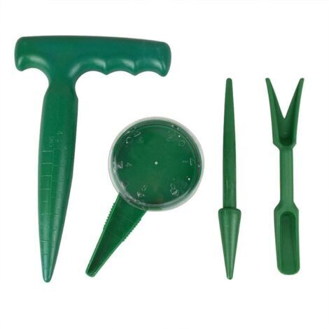 4pcs Outil Jardinage Plantoir, Plastique, Outil Jardin, Distributeur de Graines, Transplanteur, Semeur Planteuse Perforatrice Semis Vert, pour Set de Plantation de Multiplication (1/5)