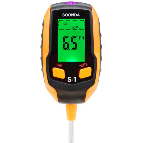 Memkey – PH-mètre numérique 4 en 1 – Mesure pH, humidité, lumière et température – Sonde 20,5 cm pour intérieur et extérieur - SOL 4 EN