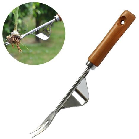 Nannigr Désherbeur Manuel Garden Outil de Désherbage en Acier Inoxydable avec Poignée Bois Outil de Jardinage pour Désherber Votre Jardin 31cm de Long 1 Pièce