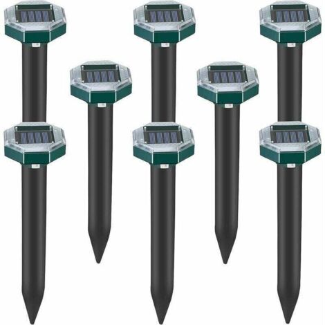 Lot de 8 pics repulsifs a ultrasons pour taupes, serpents et campagnols a energie solaire pour pelouse, jardin et cour, repulsif a sardines (1/5)