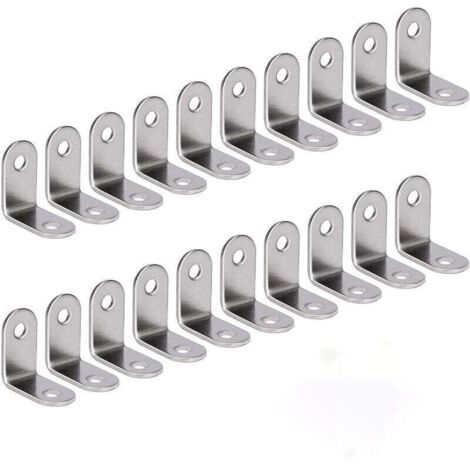 Angle Droit Support Inox 90 Degrés Support De Coin support d'angle en forme de L Fixation Équerre Livré Argent 20 Pièces 30 30 16mm (1/5)