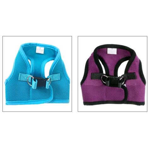 2 harnais pour animaux de compagnie, laisses, colliers-gilets, laisses en maille respirante pour petits chiensHarnais de sécurité pour chien, maille respirante, bleu, violet, taille L, 37 cm, 49-55 cm (1/3)