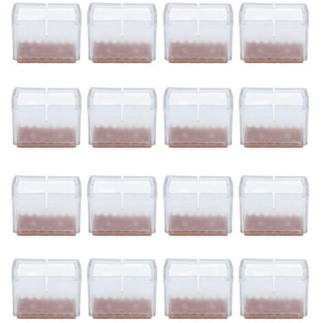 Protège-pieds de chaise carrés en Silicone, élastiques, bon effet muet, couvre-pieds de meubles pour sols en bois dur, 16 pièces (1/5)