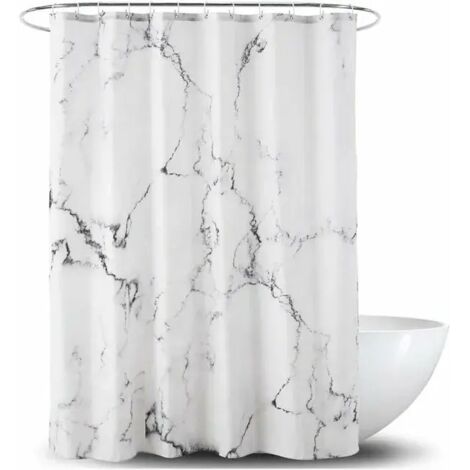 Rideau de Douche en Tissu Imperméable avec Ourlet Renforcé - Différentes Tailles - Motif Marbre - Lavable en Polyester - 180 x 200 cm (1/4)