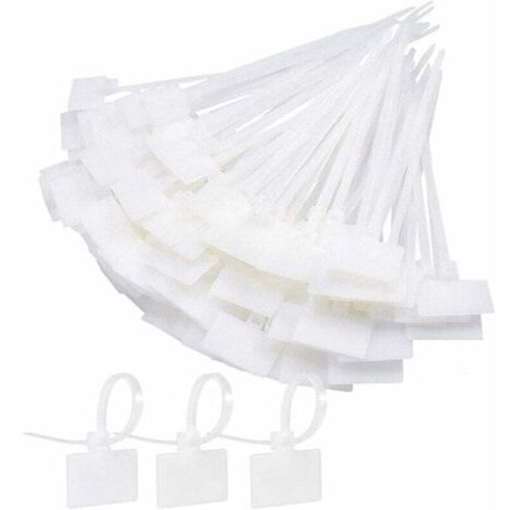 Attache Cable Electrique 250Pcs Cable Management avec Etiquette Serre Cable Plastique Blanc Etiquette Cable Ties Cable Pour L'école Jardin Bureau Mur Voiture (1/5)
