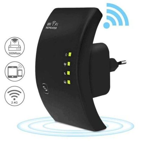 Répéteur WiFi, Amplificateur WiFi Puissant, WiFi Extender N300, WiFi Signal Booster, 1 Port Ethernet, Couvre jusqu'à 200㎡, Facile à Installer, Compatible avec Toutes Les Box Internet, (1/5)