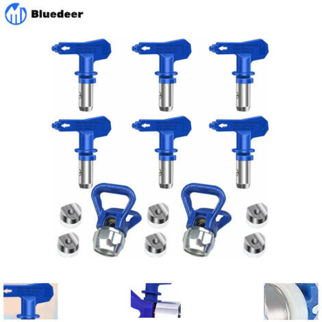 Bluedeer – Lot de 6 buses de pulvérisation airless réversibles – Acier inoxydable haute résistance – Tailles 211, 315, 417, 515, 517, 523 – Pour peinture fine industrielle