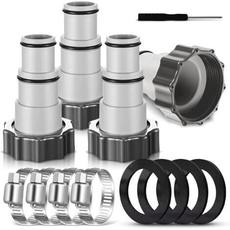Adaptateur de Tuyau de Piscine A, 4 Pièces Adaptateur de Tuyau de Rechange Adaptateur Tuyau pour Pompe Raccord pour Tuyau de Piscine avec Filetage Intérieur- 32/38 mm(4) (1/5)