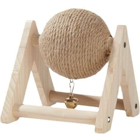 Jouets pour Animaux, Lapin Sisal Griffe Balle Lapin Grattoir avec Boule Canapé Protecteur Support en Bois Portable avec Cloche Lapin Scratch Jouet Balle pour Chats, Chinchillas