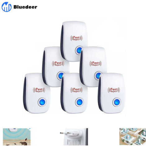 Bluedeer – Répulsif à ultrason 6 pièces – Éloigne souris, rats, cafards, fourmis, araignées – Technologie ultrasonique pour intérieur
