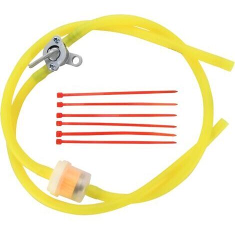 Jaune Durite à Essence Tube de caoutchouc d'essence Ligne 6mm Valve de Robinet Carburant Pompe Réservoir Fermé Remplacement pour velomoteur dirt atv cyclomoteur scooters pack de poche
