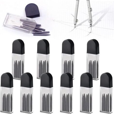 Mine de Compas, Recharge pour Compas, 100 Pièce Recharges de Mine pour Compas, 2mm Recharge Boussole, Mine Compas Professionnel, Mines de Rechange pour Compas 2B H619 (1/5)
