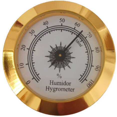 Ahlsen Hygromètre rond numérique d'humidité de violon et de cigares pour le soin d'instruments(doré,50mm) (1/5)