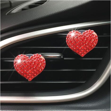 Ahlsen 2Pcs Clips De Ventilation Pour Climatisation De Voiture, Coeur d'amour Rassisanteur d'air De Voiture, Décoration De Parfum De Voiture, Coup De Voiture Accessoires (Rouge) (1/4)