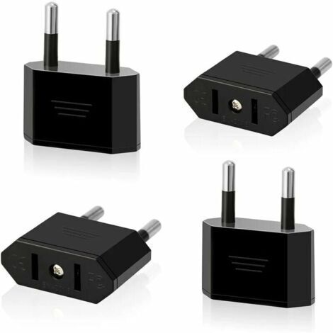 Ahlsen Lot de 4 Prises de Voyage US vers EU Prise USA vers 2 Broches Euro / Allemagne Prise Amérique / Canada / Mexique Prise de convertisseur Adaptateur pour appareils avec Alimentation US (Noir), HA (1/5)