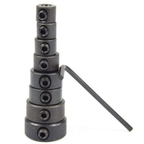 Ahlsen Colliers Limitation Forage, Foret Butée Profondeur,8 Pieces Positionneur Anneau Profondeur, Réglable Butée Foret Butées Profondeur Forage Colliers D'Arrêt de Profondeur avec Clé Hexagonale 3-16 (1/5)