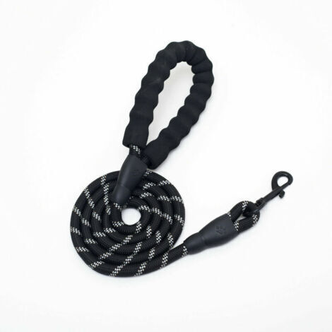 Dog Leash 1,5 m, longue laisse pour chien avec poignée rembourrée pour petits et grands chiens, noir (1/5)