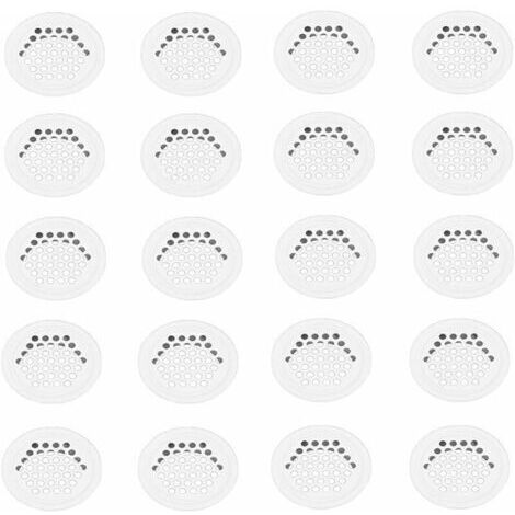 Ahlsen – Grille aération VMC 20 pièces – Grille ronde en inox blanc 35mm – Pour cuisine et meubles – Diamètre extérieur 42mm – Hauteur 10mm (1/5)