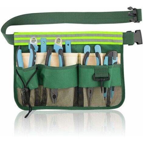 Ahlsen Ceinture à outils de jardinier Ceinture à outils de jardin portable Kit multi-compartiments pour outils Électricien Artisan Vert- (1/5)