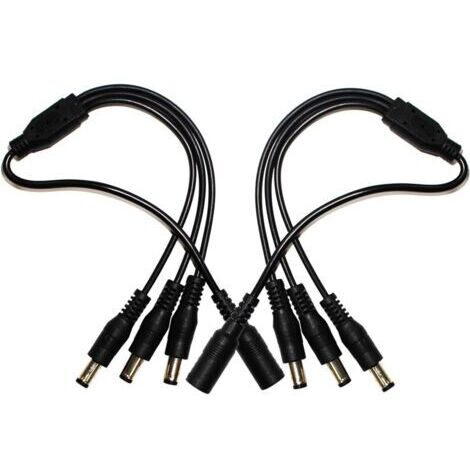 2-Pack 1 vers 3 Voies Port DC Power Splitter câble Pigtail pour caméra de vidéosurveillance DVR NVR Bande Eclairage DC 5.5mm x 2.1mm (1/5)