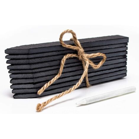 AMAZY Étiquettes en Ardoise pour Jardin - Lot de 10 Étiquettes Réutilisables + Craie - Résistantes aux Intempéries - Étiquettes pour Plantes, Semis, Pots de Fleurs et Potager (Lot de 10, 15 x 2.5cm) (1/5)
