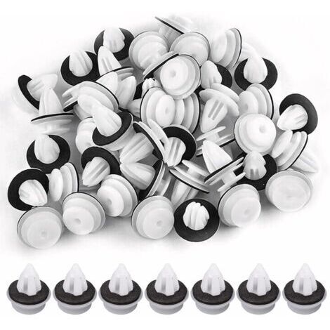 Ahlsen 50 Pièces Clips De Fixation Voiture,Clips Voiture, Universal Retenue Vehicle Clips Rivets en Plastique, Fixation De Carrosserie Garniture De Voiture pour Auto Voitures Panneaux De Portes(Blanc) (1/5)