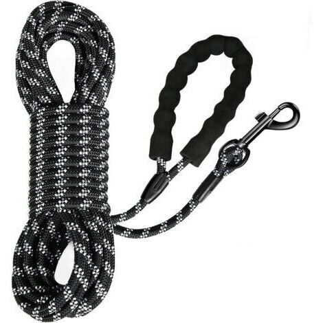 Ahlsen Longe pour Chien, Long Laisse Chien Corde avec Poignée Rembourrée pour Chiens de Petites à Grandes Taille, Noir (5m) (1/5)