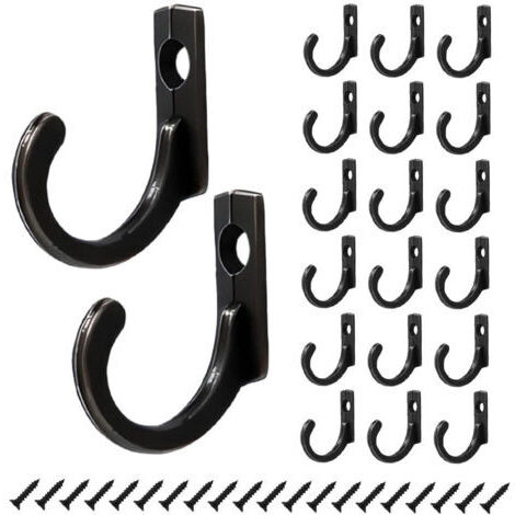 20 Pièces Accroche Serviette Salle de Bain, Alliage de Zinc Crochet Mural Noir, Noir Patere Porte Manteau, pour Suspendre Clés, Chapeaux