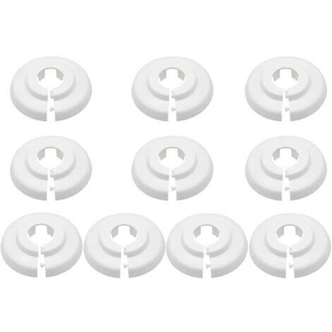Ahlsen 10 Pièces Rosaces Simples de Radiateur, Colliers de Pipe en Plastique, Rosace Radiateur, Cache Tuyau Radiateur, Couvercle de Trou Mural Sol, Cache Tuyau pour Radiateur, Pour Robinet Tuyauterie (1/4)