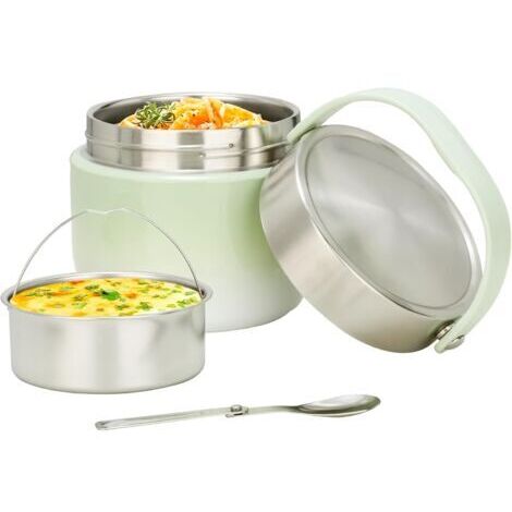 Boite Isotherme Lunch Box Isotherme Enfant, 1.2L Boite Repas en Acier Inoxydable, Étanche, Sans BPA avec Cuillère - pour Travail, Plein Air et École (1/5)