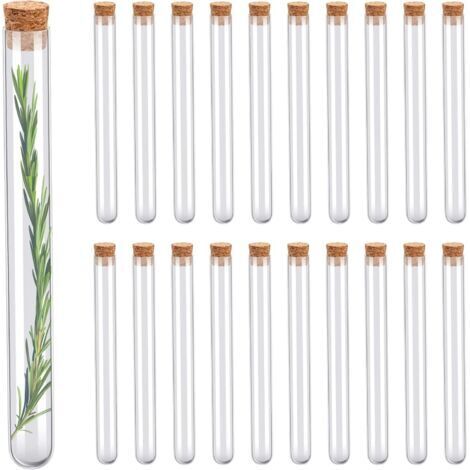 20x Tube à Essai en Verre 15ml avec Bouchon en Liège Contenant à Dragées, Bonbons, Fleurs et Épices Décoration et Souvenirs de Baptême, Mariage (1/5)