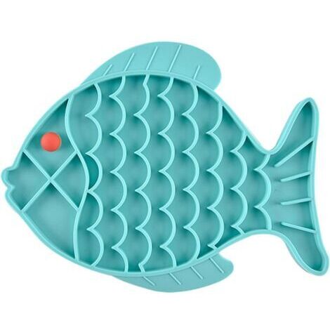 Gamelle dalimentation Lente, gamelle Chat Anti glouton, 1 pièces gamelle Anti-glouton, Fabriqué en Silicone sûr, Non Toxique, Anti-étouffement, pour Chats, Chiens (19 x 24,5cm, Bleu) (1/5)