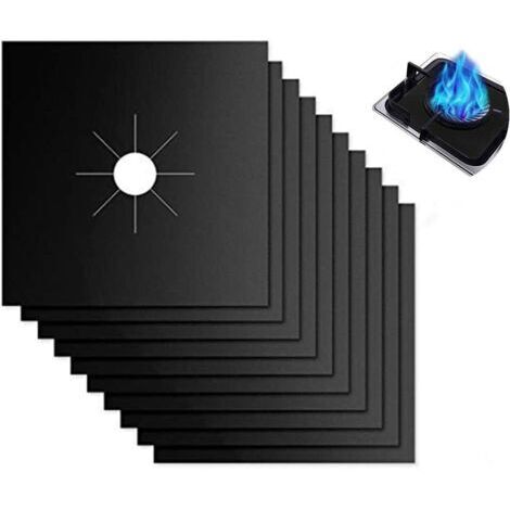 10 Pièces Protection Plaque Cuisson Gaz Réutilisable Couvre, à Anti Chaleur Tapis Cuisinière Antifouling Nettoyer Housse, Pour Divers De Cuisinières à Gaz (27x27cm, Noir) (1/5)