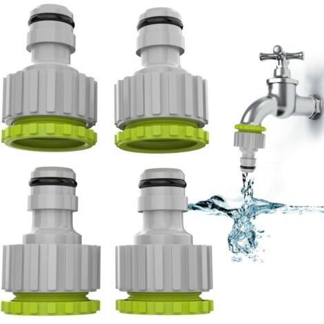 2-en-1 Raccord de robinet-4 Pack, 1/2” et 3/4”Connecteur de robinet de jardin Raccord de robinet, Set de raccord de tuyau pour l'irrigation de jardin (1/5)