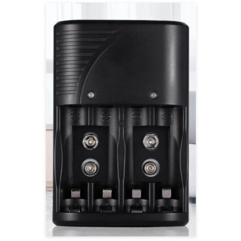 Universel Direct Chargeur de Piles Rechargeables pour AA/AAA et 9V, Chargeur Piles 6802 pour AA AAA NI MH et 9V Piles Rechargeables avec Indicateur LED, 100 240V Tension Mondiale (1/4)