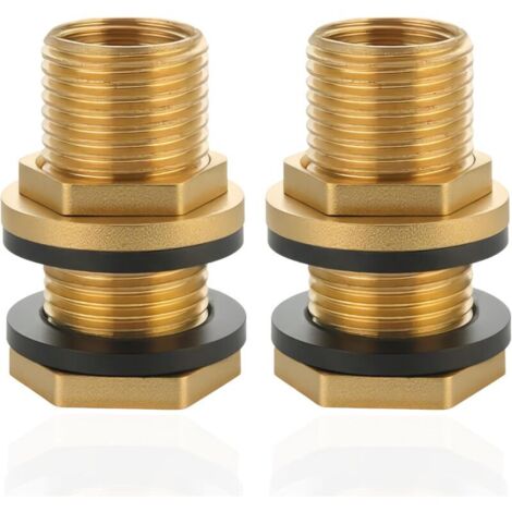 Raccord de Citerne d'Eau de Pluie en Laiton 2 Pièces, G3/8" à G1/2", Avec Joints Caoutchouc Inclus (1/5)