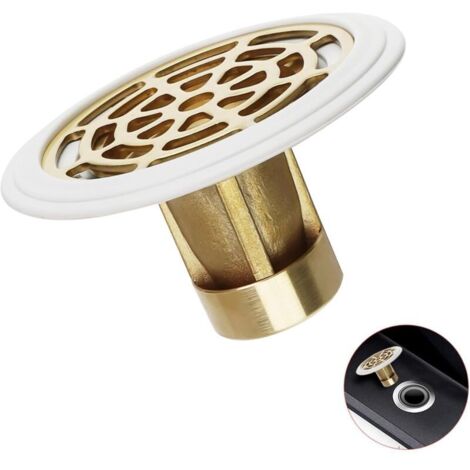 27 à 55 mm Siphon de Sol, Clapet Anti Odeur Laiton Épaissi, Siphon De Sol Anti Odeur, avec Anneau en Caoutchouc, Prévenir Les Odeurs, Convient aux Trous de Drainage au Sol d'un Diamètre (1/5)