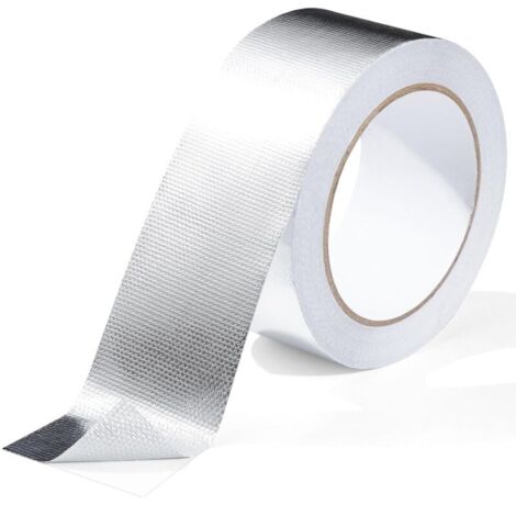 50 mm x 20 m Ruban Adhésif Aluminium, Argenté ruban etancheite plomberie - isolant thermique En fibre de verre - Pour tuyau et voiture (1/5)