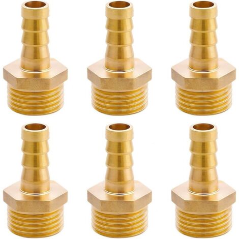 Embout de Tuyau en Laiton G1/2" x 3/8", 6 Pièces, Raccords Filetés Durables pour Tuyaux de Cuisine et Salle de Bain (1/5)