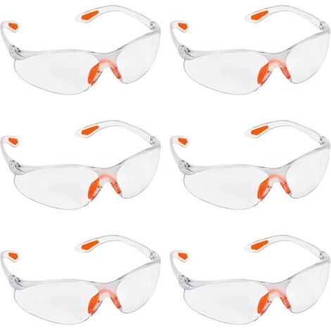 Lunettes de Sécurité Transparentes, Lot de 6, Confort Antidérapant pour Travail, Jardin, Industrie, Labos et Chimie. (1/5)