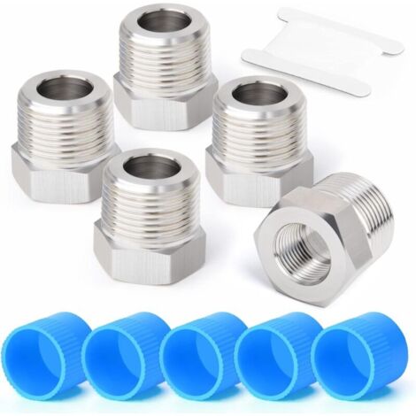 Lot de 5 Réducteurs BSP 3/8" Femelle à 1/2" Mâle Forgeage Hexagonal en Acier, Adapté pour Raccordement Tuyaux (1/5)