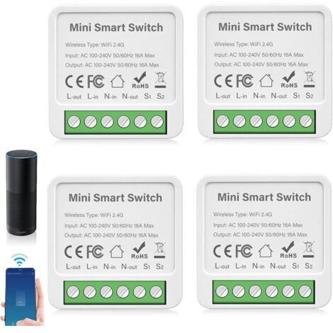 Lot de 4 Modules Interrupteur Intelligent, Compatible Alexa et Google Assistant, Automatisation Maison Sans Hub (1/5)