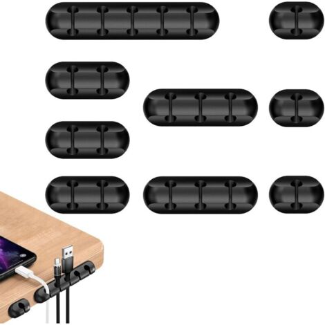 9 Clips Câble Adhesif en Silicone de Différentes Tailles, Attache Cable Adhesif pour le Bureau Voiture et la Maison, Cable Management pour USB Câbles Souris Écouteur (1/5)