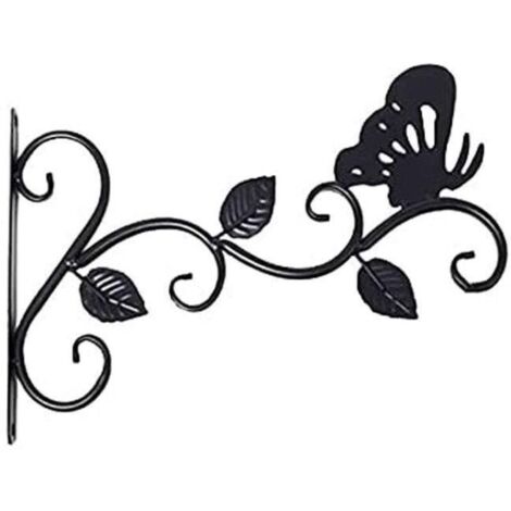 Lot de 1 Supports pour Plantes Suspendues Noir, 12 Pouces Suspension Mural Crochet Plante en Métal, Suspension d'Accessoires pour Plantes Antirouille et Robuste en Forme de Papillon (1/5)